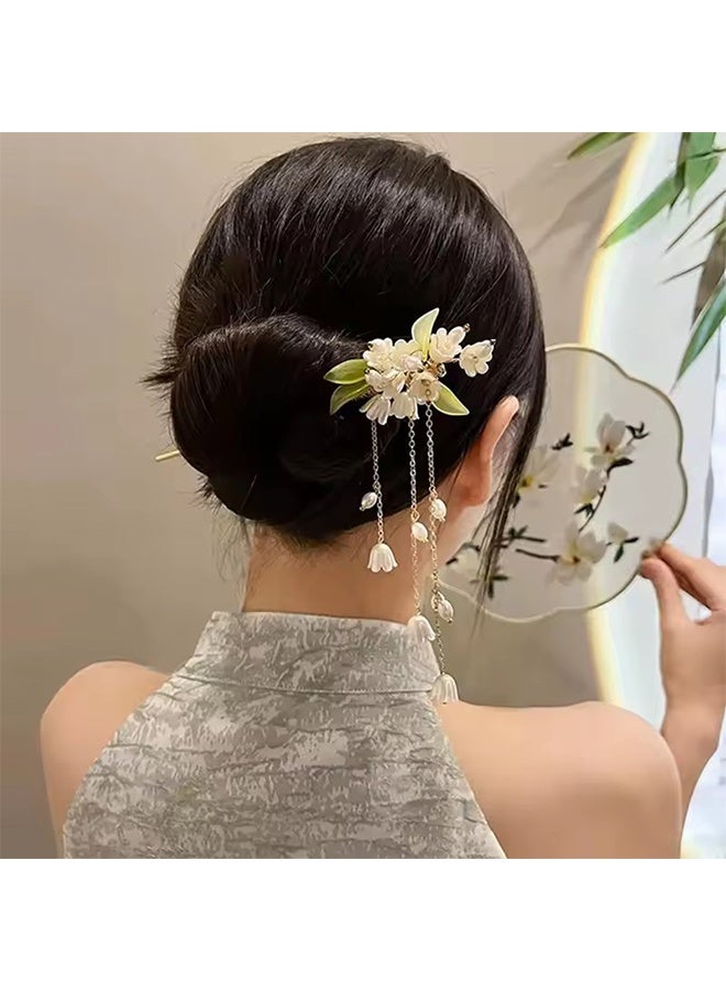 YJ Tassel Hairpin Female Pan Hair Palace Lamp Hair Ornaments Convallaria Orchid - Image 1